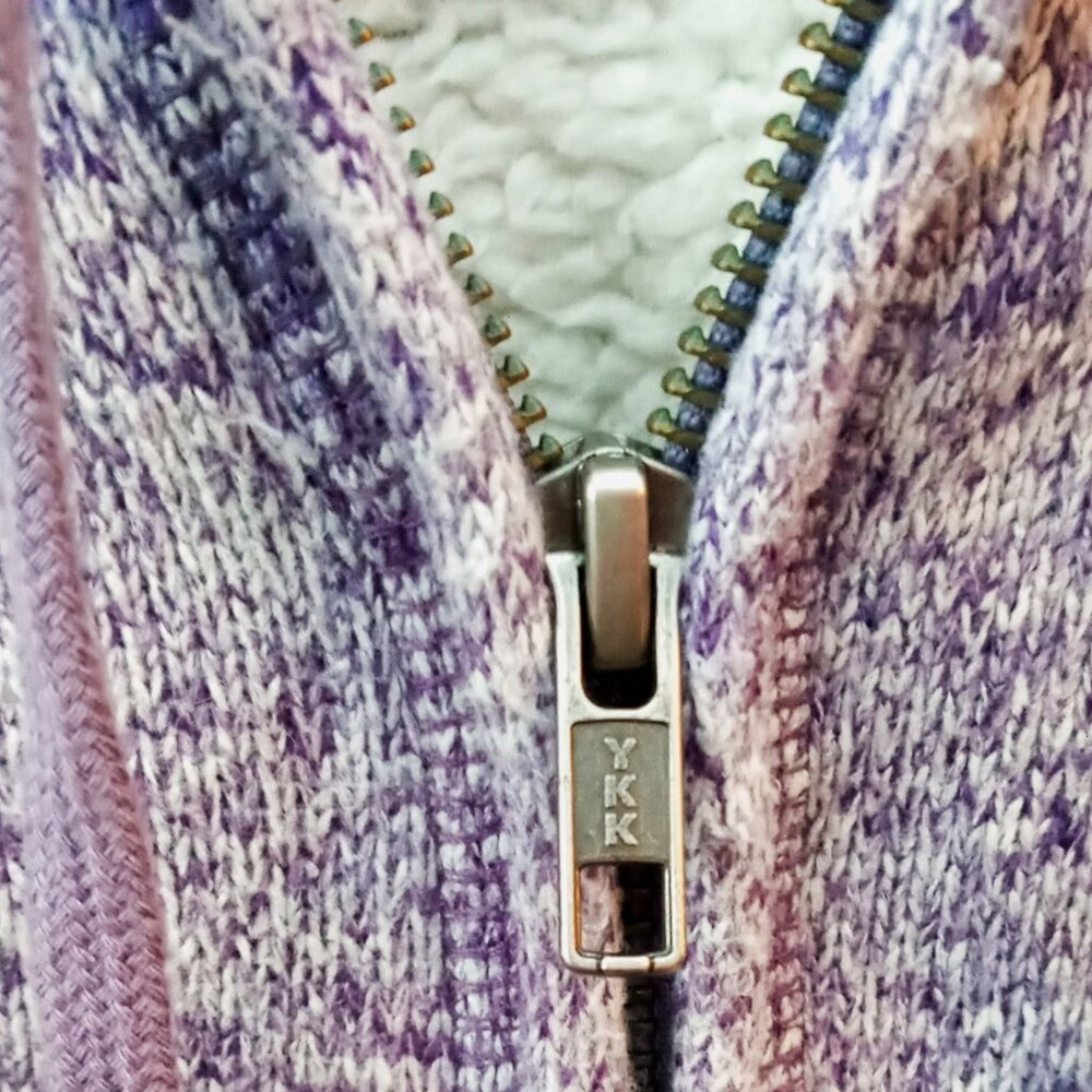 Sonoma Lavender Heathered Cozy Faux Sherpa Lined Zip Pockets Hoodie Woman's L - Picture 14 of 16
